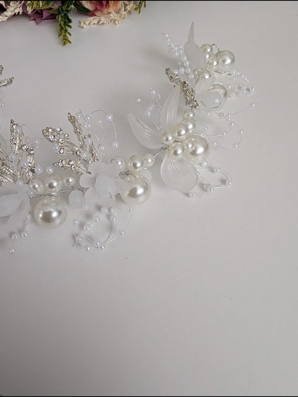Bridal Pearl and Crystal Hair Vine - White